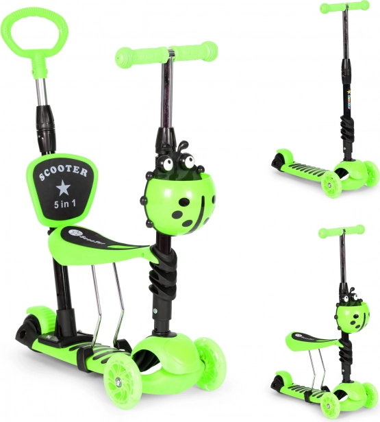 Dziecięcy rowerek trójkołowy ze świecącymi kółkami 3w1 - zielony ECOTOYS