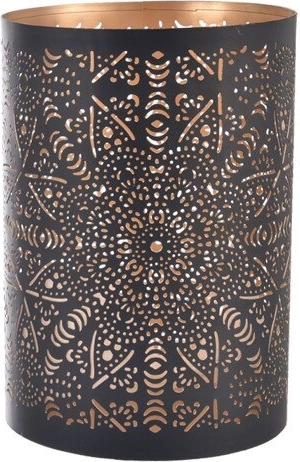 Metalowy świecznik Mandala czarno-złoty 12 cm