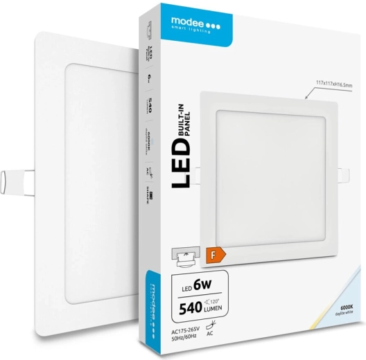Modee Lighting wpuszczany kwadratowy panel LED 6 W zimna biel 540 lm
