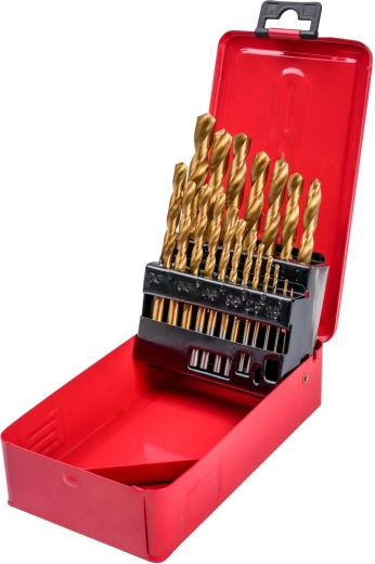 Zestaw wierteł do metalu HSS-TiN 1–10 mm, 19 szt.
