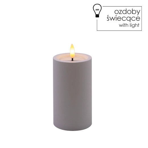 Biała świeca LED 7 × 12,5 cm z migoczącym płomieniem