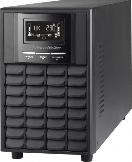 Line-interactive UPS PowerWalker 1500 VA z czystą sinusoidą, AVR, LCD, USB i RS-232, 3× PL 230 V, EPO