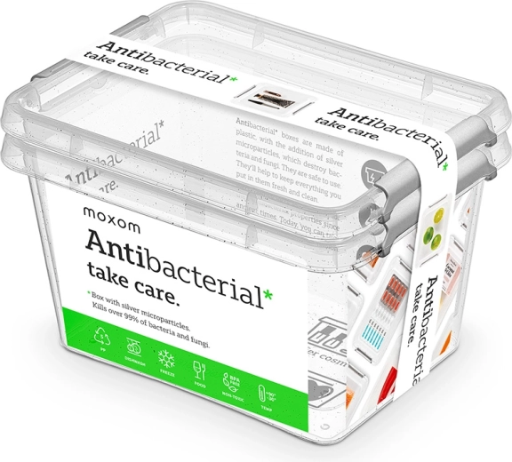 Moxom Antibacterial zestaw 2 szt. przezroczystych pojemników na żywność 2 l
