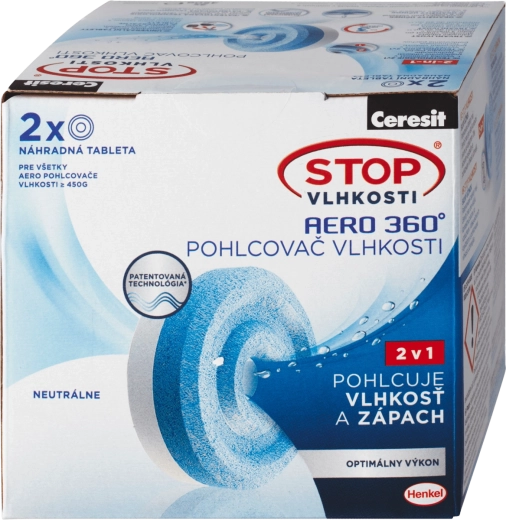 Ceresit Stop Wilgoci Aero 360° wkłady wymienne 2×450 g, neutralny zapach