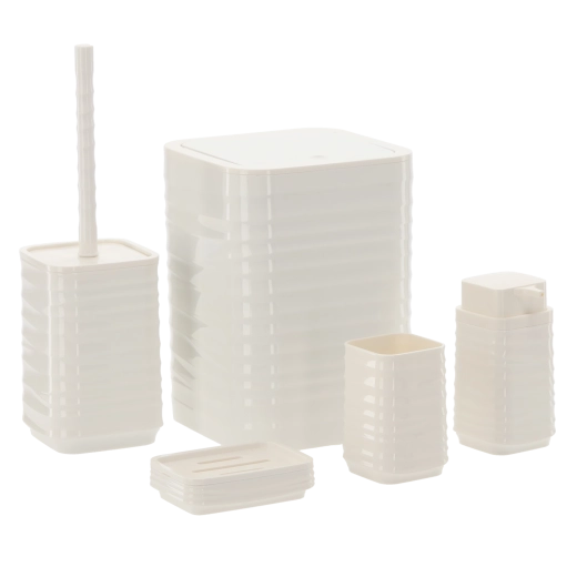 Zestaw łazienkowy 5 szt. kwadratowy biały z plastiku