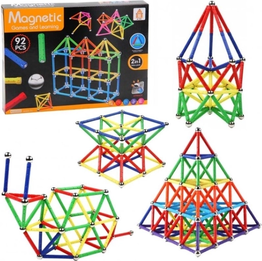 Magnetyczne klocki konstrukcyjne – 92 elementy