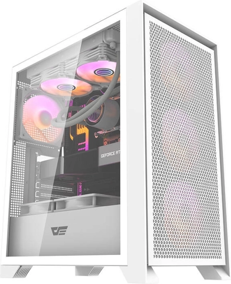 Obudowa komputerowa Darkflash DRX70 Mesh, biała, szkło hartowane, 4× wentylator RGB