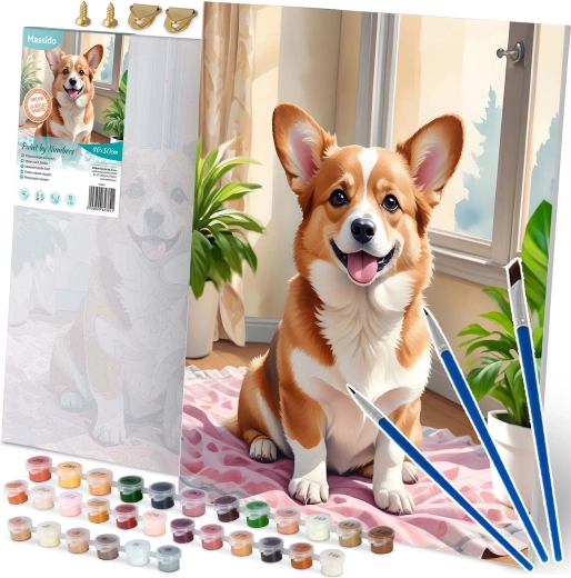 Malarstwo po numerach 40 × 50 cm Massido – piesek CORGI
