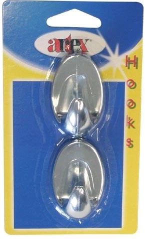 Samoprzylepne owalne haczyki duże, srebrne, 2 szt.