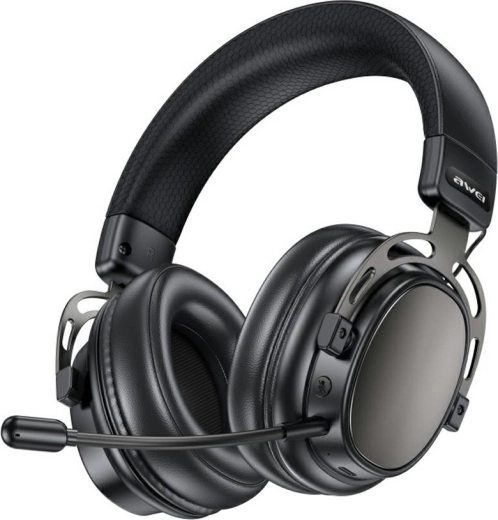 Bezprzewodowe słuchawki nauszne AWEI AT36 Bluetooth 5.4 z mikrofonem, czarne