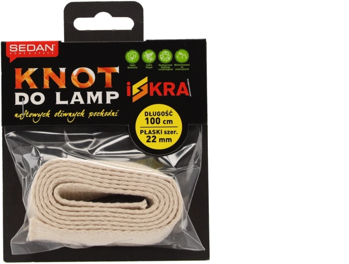 Płaski bawełniany knot 22 mm × 100 cm do lamp i pochodni