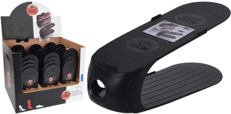 Plastowy organizer na obuwie z antypoślizgiem, czarny