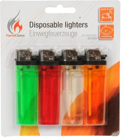 Jednorazowe zapalniczki – mix kolorów, zestaw 4 szt.