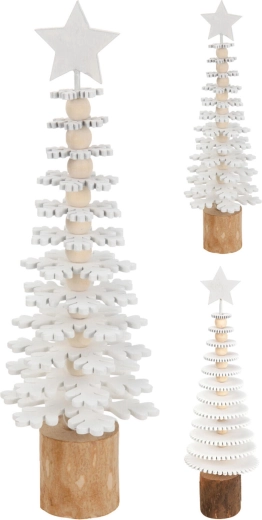 Drewniana świąteczna dekoracja – biały choinkowy stroik 25 cm