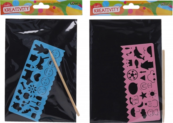 Obrazek do wydrapywania A5 z szablonem i rysikiem