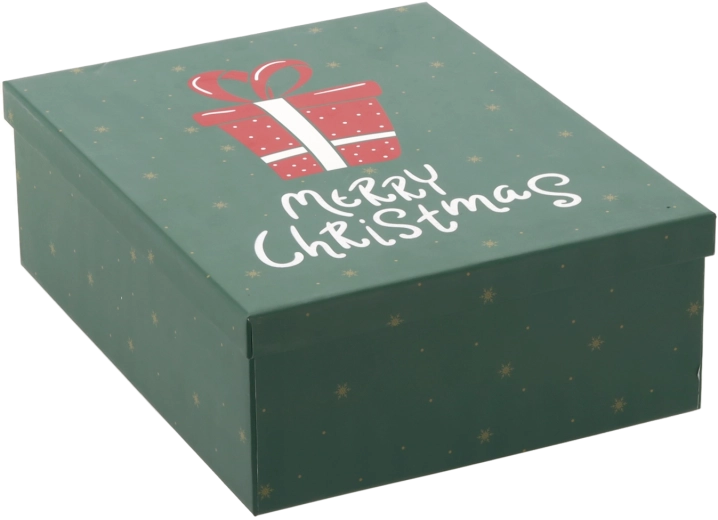 Zielone świąteczne pudełko prezentowe z napisem Merry Christmas 29 × 23 × 10 cm