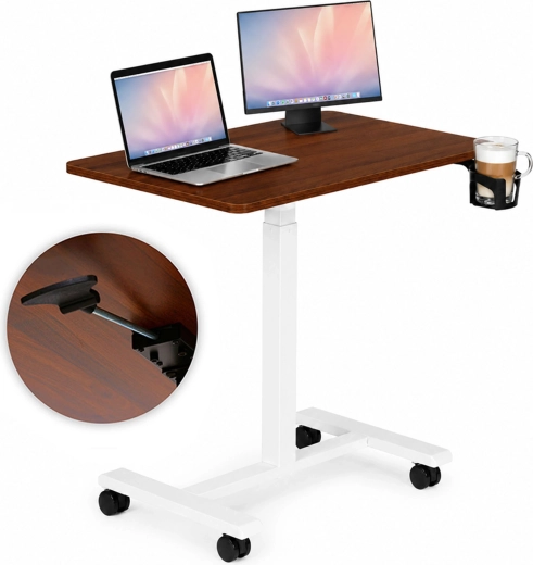 Mobilny, regulowany wysokości stolik na laptopa ModernHome 70 × 48 cm, brązowy blat – 1 sztuka