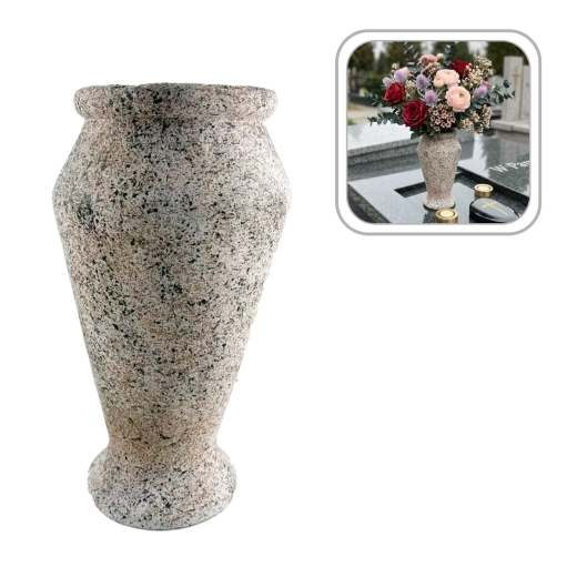 Cementowy wazon nagrobny o granitowym wyglądzie 16 × 16 × 28 cm - 1 sztuka