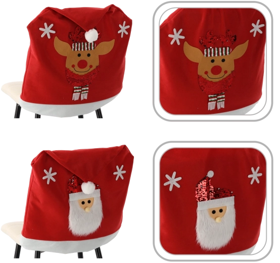 Świąteczny pokrowiec na krzesło mix wzorów – Mikołaj i renifer