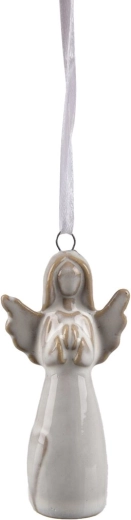 Ceramiczny aniołek wiszący szary 9 cm