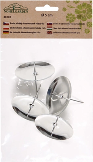 Szpilkowy uchwyt na świeczkę 50 mm, srebrny, zestaw 4 szt.