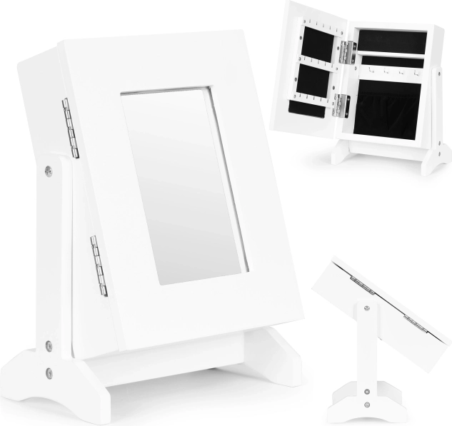 Szkatułka na biżuterię z lustrem ModernHome, biała