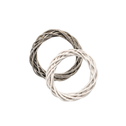 Wiklinowy wieniec 25 cm – biały lub szary, ręcznie pleciony