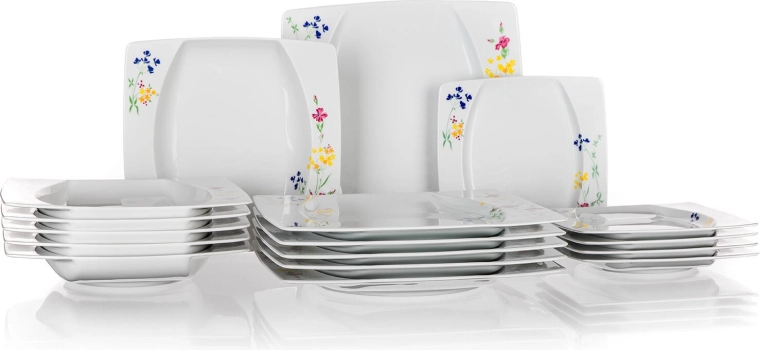 Porcelanowy kwadratowy zestaw obiadowy EYE, 18-elementowy