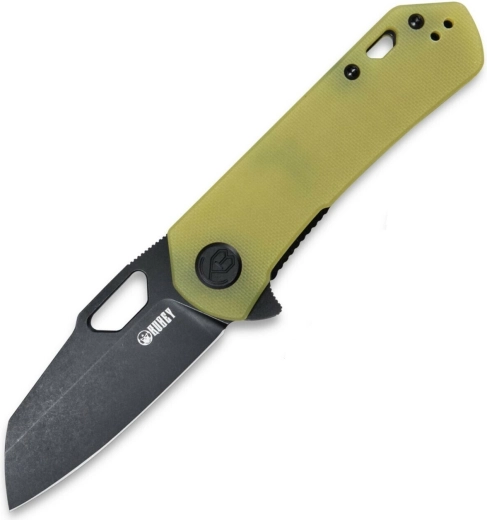 Nóż składany Kubey Duroc, półprzezroczyste żółte G10, czarne ostrze 7,4 cm