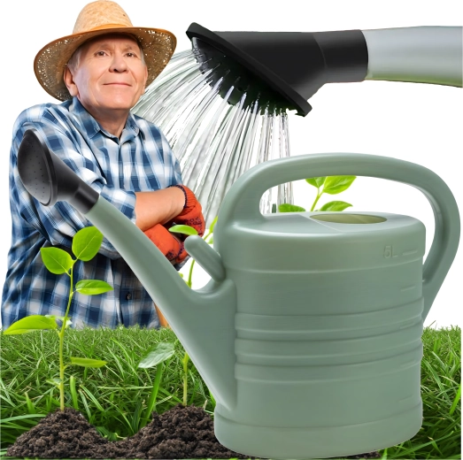 Ogrodowa konewka 5 l, owalna, plastikowa z sitkiem