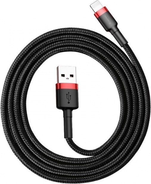 Baseus Cafule USB–Lightning kabel 0,5 m 2,4 A czerwono‑czarny