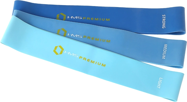 Zestaw oporowych gum treningowych HMS Premium – 3 poziomy