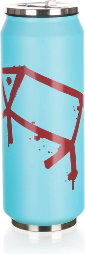 Termokubek w kształcie puszki 430 ml BE COOL PIG, stal nierdzewna, niebieski
