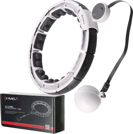 Masażowy hula hoop z obciążnikiem, magnesami i licznikiem HMS HHM16 biały