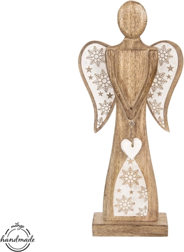 Drewniana dekoracja anioł z drewna mango 45,5 cm