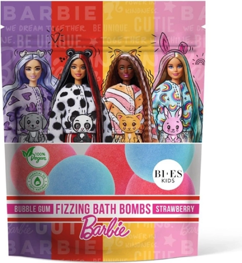 BARBIE musujące kule do kąpieli guma balonowa i truskawka 6×55 g