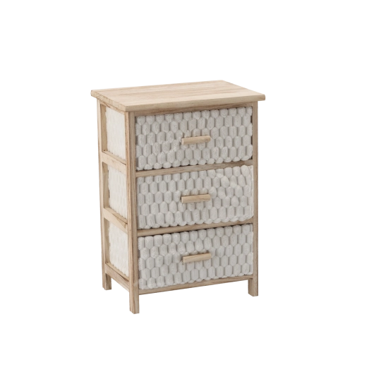 Komoda z 3 tekstylnymi szufladami 40 × 29 × 58 cm