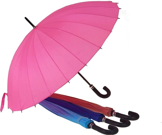 Długi parasol z rączką w kształcie litery J