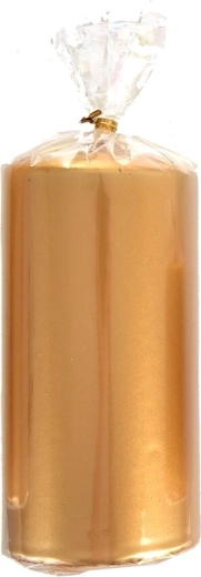 Złota metaliczna świeca walcowa 7 × 14 cm