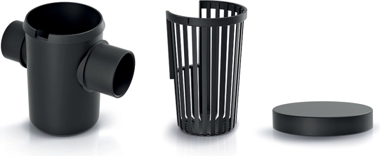 Zewnętrzny filtr zgrubnych zanieczyszczeń do wody deszczowej – zestaw 3‑częściowy