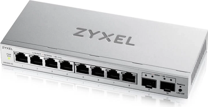Zyxel GS1200-10 v3 – 8‑portowy przełącznik gigabitowy z 2 uplinkami SFP