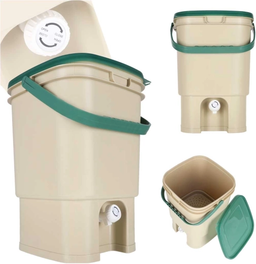 Domowy kuchenny kompostownik 15 l z kranikiem