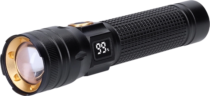 Solight ładowalna kieszonkowa latarka LED z wyświetlaczem 200 lm, zoom, Li-Ion