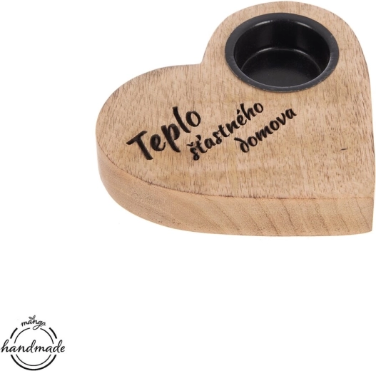Świecznik MANGO serce „Dom” drewno/metal