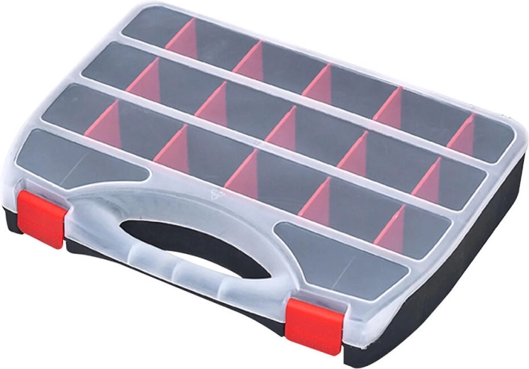 Plastowy organizer Domino 360 × 268 × 66 mm z regulowanymi przegródkami