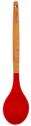 Łyżka do serwowania Kitchisimo, czerwona, silikon i drewno