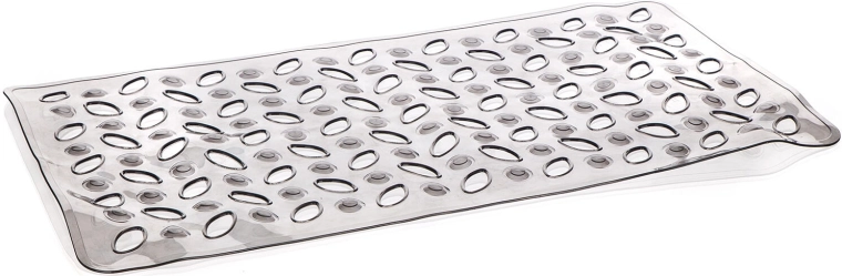 Antypoślizgowa mata do wanny Leaves 68 × 36 cm przezroczysta szara