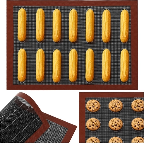 Silikonowa perforowana mata do pieczenia 30 × 40 cm RUHHY, dwustronna, wielokrotnego użytku