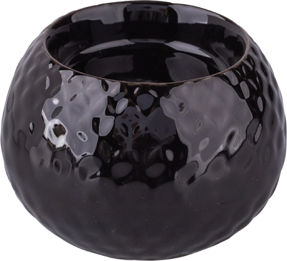 Czarny porcelanowy świecznik z reliefem 8,5 × 8,5 × 6 cm