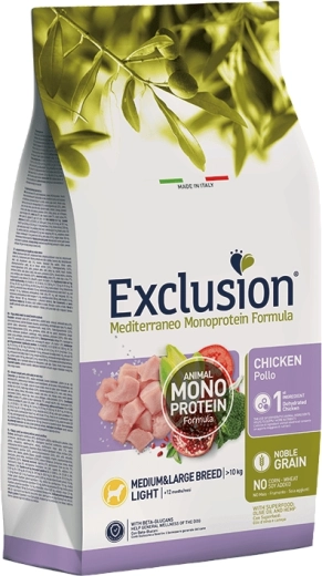 Exclusion Monoprotein Light karma z kurczakiem dla psów ras średnich i dużych, 3 kg